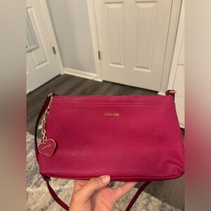 Calvin Klein Fuchsia Crossbody Bag with Bag Charm
